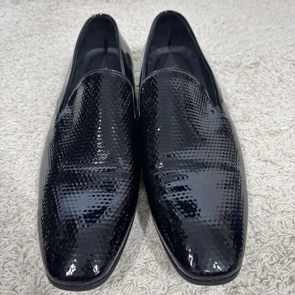 Moretti Gold Label Black Embossed Patent Leather Dress Shoes Mens 15 Formal Wear